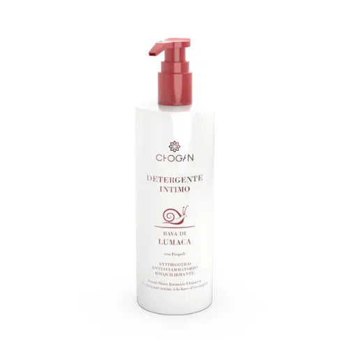 Gel nettoyant intime Misslath Beauty à la bave d'escargot, flacon blanc avec étiquette, visible sur fond neutre.