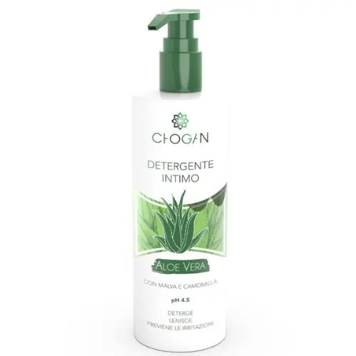 Nettoyant intime bio Misslath Beauty à l'aloe vera, mauve et camomille, flacon avec étiquette et pompe.