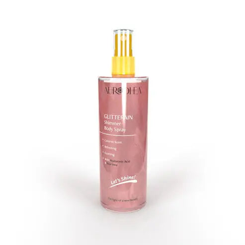 Huile corporelle DUO GLOW Misslath Beauty avec spray corporel pailleté pour un éclat brillant.