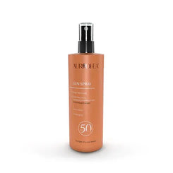 Spray solaire SPF 50 Essencelle by Chogan, flacon de 150 ml, application facile, protection solaire élevée contre les UV.